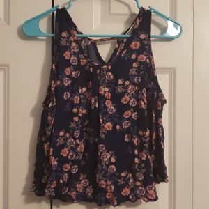 Shoulder Cutout Floral Top